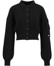 Women's Barbour International Gigi Knitted Bomber - Black