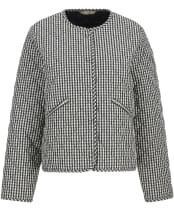 Women's Barbour Cashel Check Collarless Quilted Jacket - Navy Gingham / Dark Navy