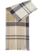 Women's Barbour Abigail Lightweight Cotton Linen Blend Tartan Scarf - Dress Navy