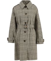 Women's Barbour Maia Check Showerproof Trench - Olive Prince Of Wales Check