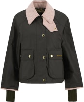 Women's Barbour Cropped Beadnell Waxed Jacket - Archive Olive / Ancient