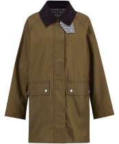 Women's Barbour Wren Waxed Jacket - Sand / Navy Gingham