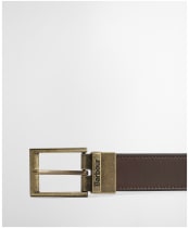 Men's Barbour Reversible Transport Leather Belt - Dusky Green / Dark Brown