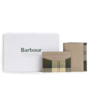 Men's Barbour Cresswell Leather Trifold And Card Holder Gift Set - Concrete / Ancient