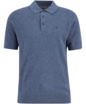 Men's Barbour Muston Linen Blend Knitted Polo Shirt - Denim
