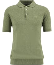Men's Barbour Muston Linen Blend Knitted Polo Shirt - Laurel Green