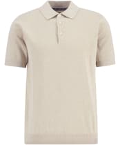 Men's Barbour Muston Linen Blend Knitted Polo Shirt - Washed Stone