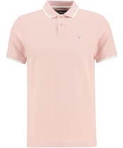 Men's Barbour Ferriby Tailored Textured Polo Shirt - Silver Pink