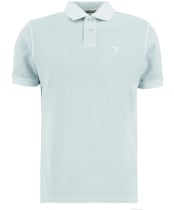 Men's Barbour Washed Tartan Tailored Fit Pique Polo Shirt - Washed Sky