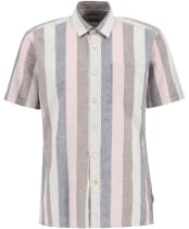 Men's Barbour Portwell Short Sleeve Summer Fit Linen Blend Shirt - Pink