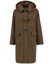 Women's Barbour Melody Check Wool Duffle Coat - Brown / Orange Check / Hessian Tartan