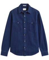 Men's GANT Regular Fit Indigo Herringbone Shirt - Mid Blue