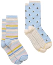  Women's Joules Everyday Sock - 2 Pack - Blue Bee