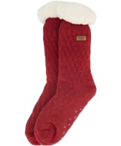Women's Barbour Cable Knit Lounge Socks - Red