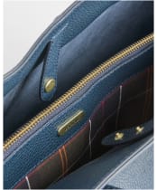 Women's Barbour Alder Large Leather Tote Bag - Navy