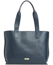 Women's Barbour Alder Large Leather Tote Bag - Navy
