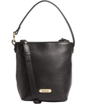 Women's Barbour Cedar Mini Leather Bucket Bag - Black