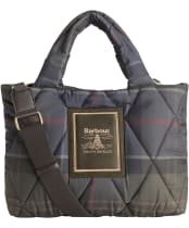 Women's Barbour Tartan Arlene Mini Quilted Tote Bag - Shadow Classic Tartan