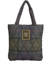 Women's Barbour Tartan Arlene Quilted Tote Bag - Shadow Classic Tartan