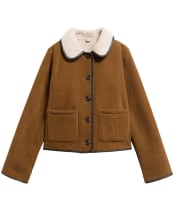 Women's Barbour Penny Fleece Casual Jacket - Tan / Ecru