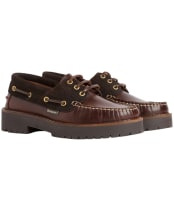 Women's Barbour Darras Boat Shoe - DK BROWN/BROWN C