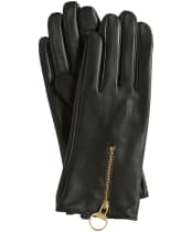 Women's Barbour Arlene Leather Gloves - Black / Classic Tartan