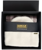 Women's Barbour International Kemora Beanie & Scarf Gift Set - Moonbeam / Black