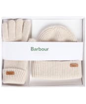 Women's Barbour Pendle Beanie & Gloves Gift Set - Eggshell