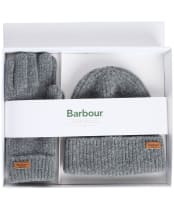 Women's Barbour Pendle Beanie & Gloves Gift Set - Mid Grey