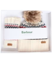 Women's Barbour Holly Beanie & Gloves Gift Set - Antique White