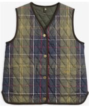 Women's Barbour Tartan Reimagined Icons Reversible Tartan Quilted Liner - Olive / Classic Tartan