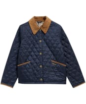 Women's Barbour Icons Cropped Liddesdale Quilted Jacket - Dark Navy / Birchwood