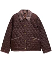 Women's Barbour Icons Tartan Collar Cropped Liddesdale Quilted Jacket - Rustic / Muted