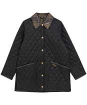 Women's Barbour Icons Tartan Collar Modern Liddesdale Quilted Jacket - Black / Ancient 