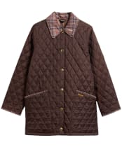 Women's Barbour Icons Tartan Collar Modern Liddesdale Quilted Jacket - Rustic / Muted