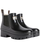 Women's Barbour Halton Faux Fur Wellingtons - Black Gloss