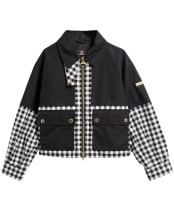 Women's Barbour International Gabriette Check Showerproof Jacket - Black / Northumberland Check