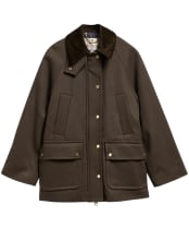 Women's Barbour Womens Bedale Wool Coat - OLIVE / SHADOW C