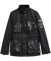 Women's Barbour International Heritage Waxed Jacket - Black / Northumberland Check