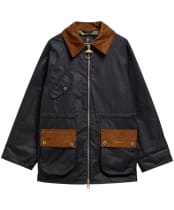 Women's Barbour Treeton Waxed Jacket - Navy / Ancient Tartan