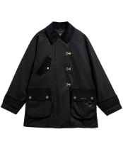 Women's Barbour Felton Waxed Jacket - Black / Mixed Tartan