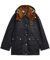 Women's Barbour Wrenwood Waxed Jacket - Navy / Ancient Tartan