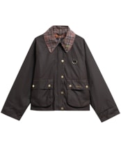 Women's Barbour Icons Tartan Collar Spey Waxed Jacket - Rustic / Muted