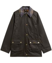 Women's Barbour Icons Tartan Collar Modern Beadnell Waxed Jacket - Olive / Classic Tartan