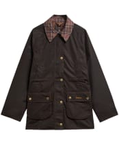 Women's Barbour Icons Tartan Collar Modern Beadnell Waxed Jacket - Rustic / Muted