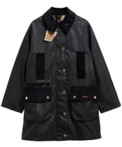 Women's Barbour Icons Modern Beaufort Waxed Jacket - Navy / Birchwood