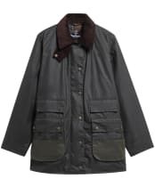Women's Barbour Modern Border Waxed Jacket - Sage / Classic