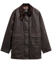 Women's Barbour Modern Checked Border Waxed Jacket - Muted Tartan