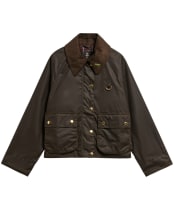 Women's Barbour Icons Modern Spey Waxed Jacket - Olive / Classic Tartan
