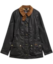 Women's Barbour Icons Beadnell Waxed Jacket - Navy / Birchwood